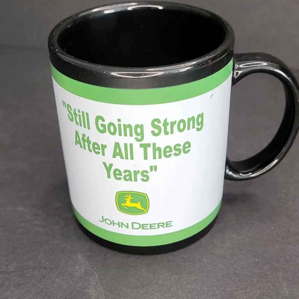 Vintage Enesco John Deere Coffee Mug Cup Still Going Strong Black Ceramic